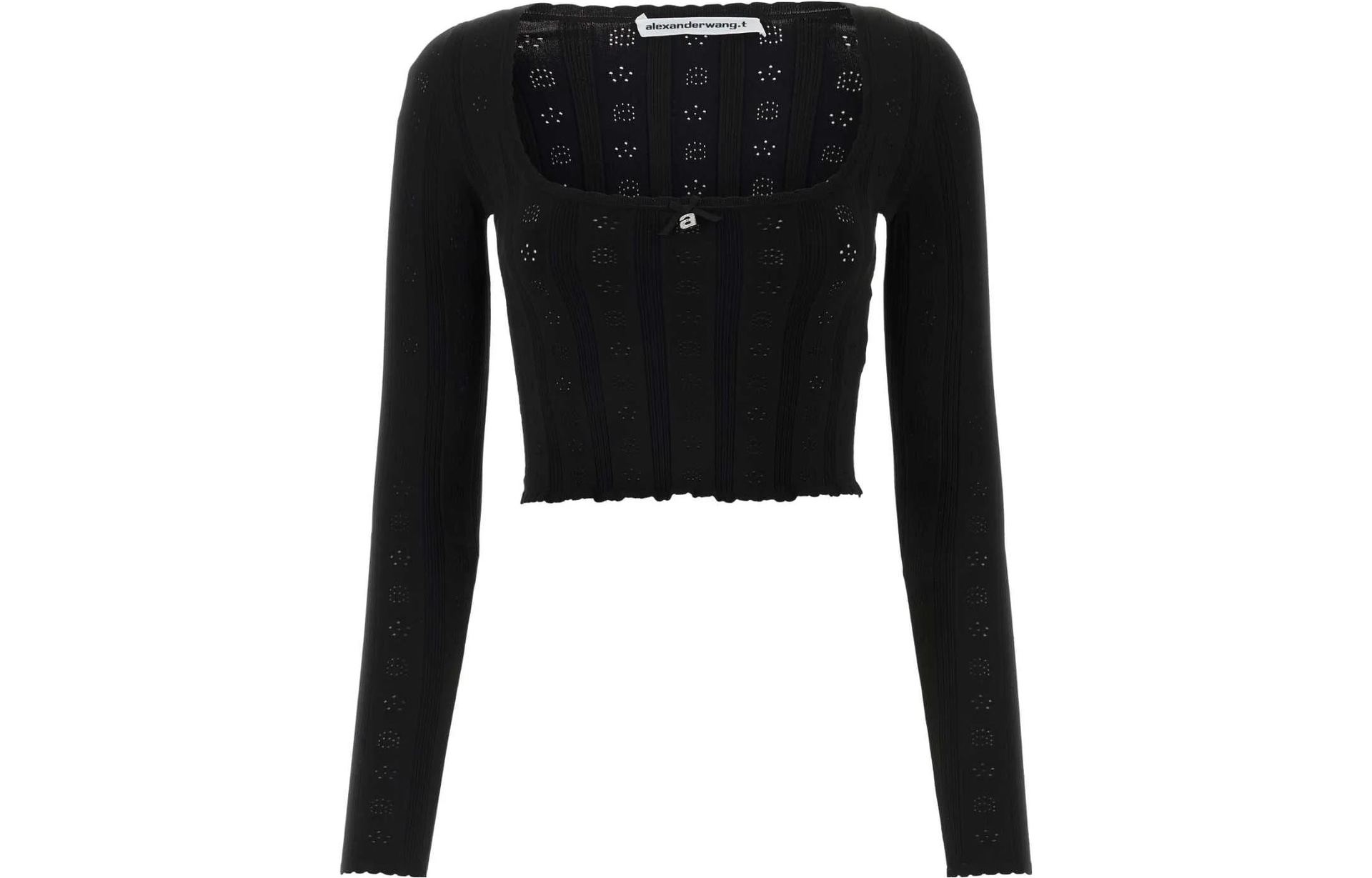 Alexander Wang Long Sleeve Crop Top Black