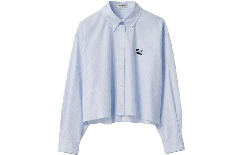 Miu Miu Striped Letter Print Shirt