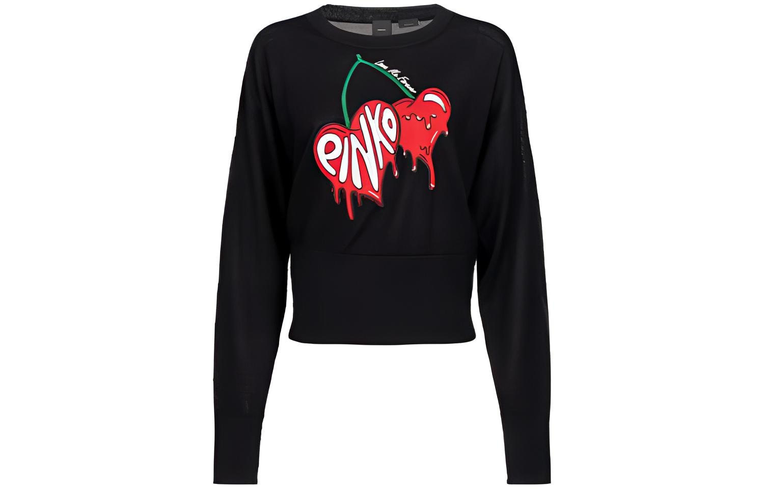 PINKO Cherry Letter Print Knit Sweater