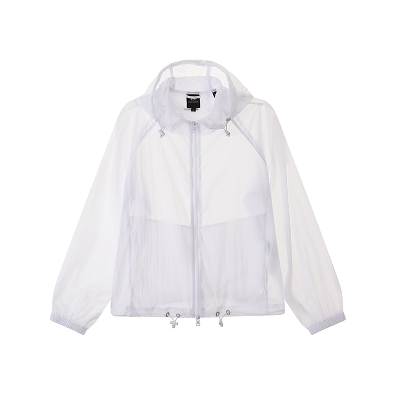Armani Exchange SS24 Solid Zip Hoodie White