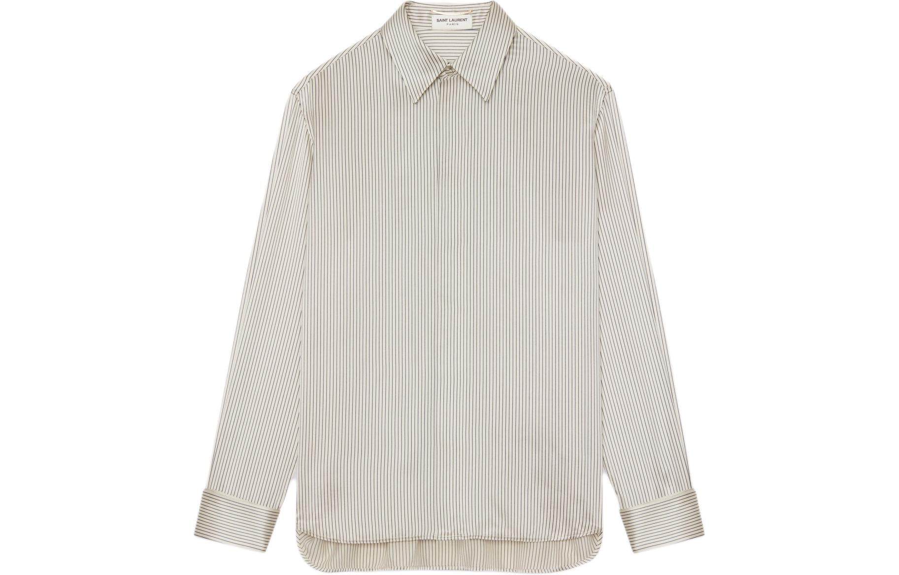 SAINT LAURENT/圣罗兰 SAINT LAURENT Boyfriend Shirt In Striped Silk Satin
