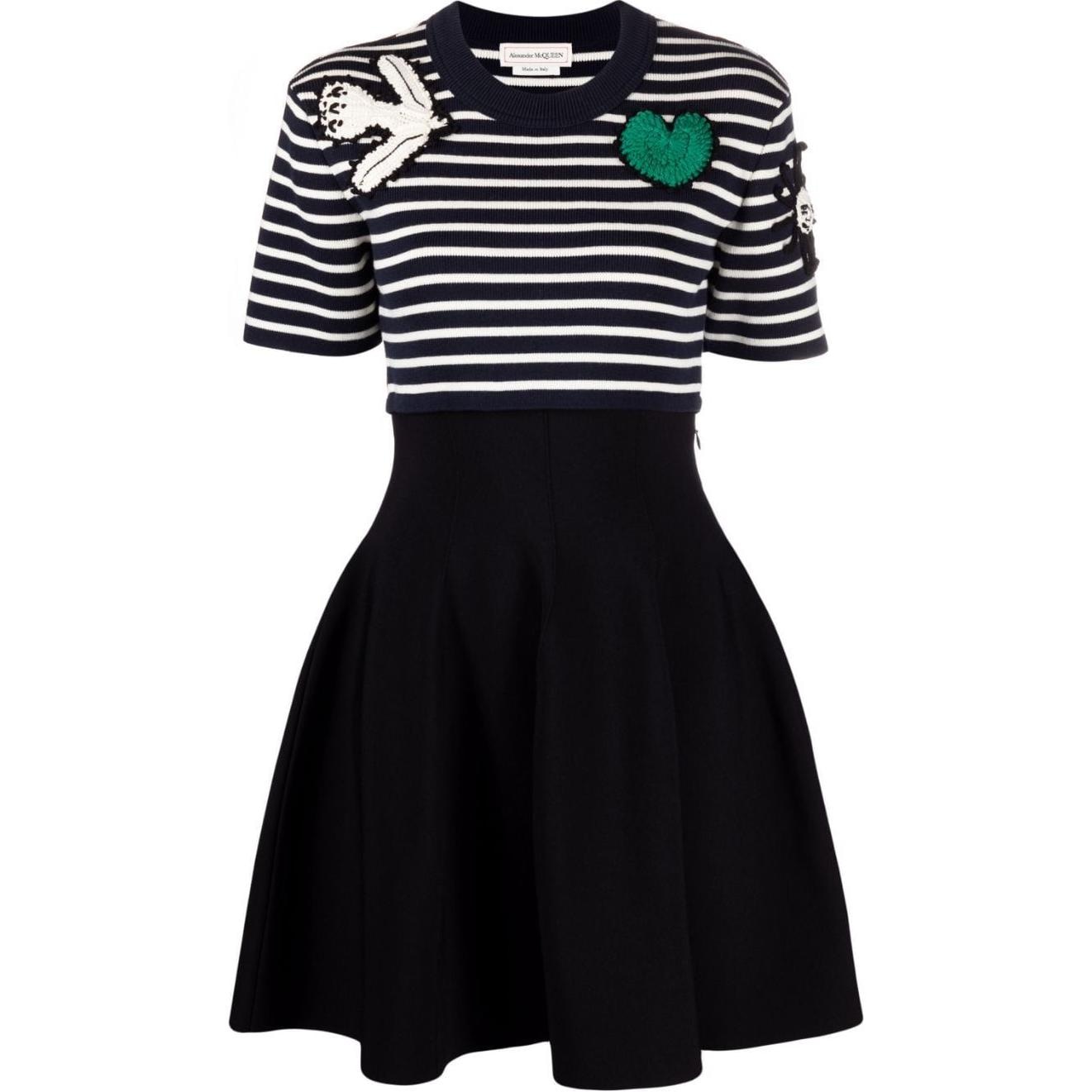 Alexander McQueen FW21 Striped Knit Mini Dress Black