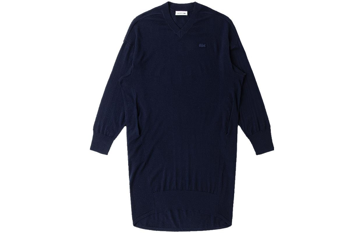 Lacoste V-Neck Long Sleeve Dress Navy