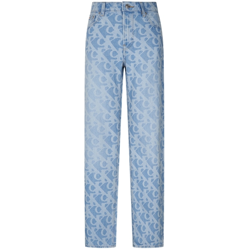 Calvin Klein SS25 Straight Leg Logo Patch Jeans Light Blue