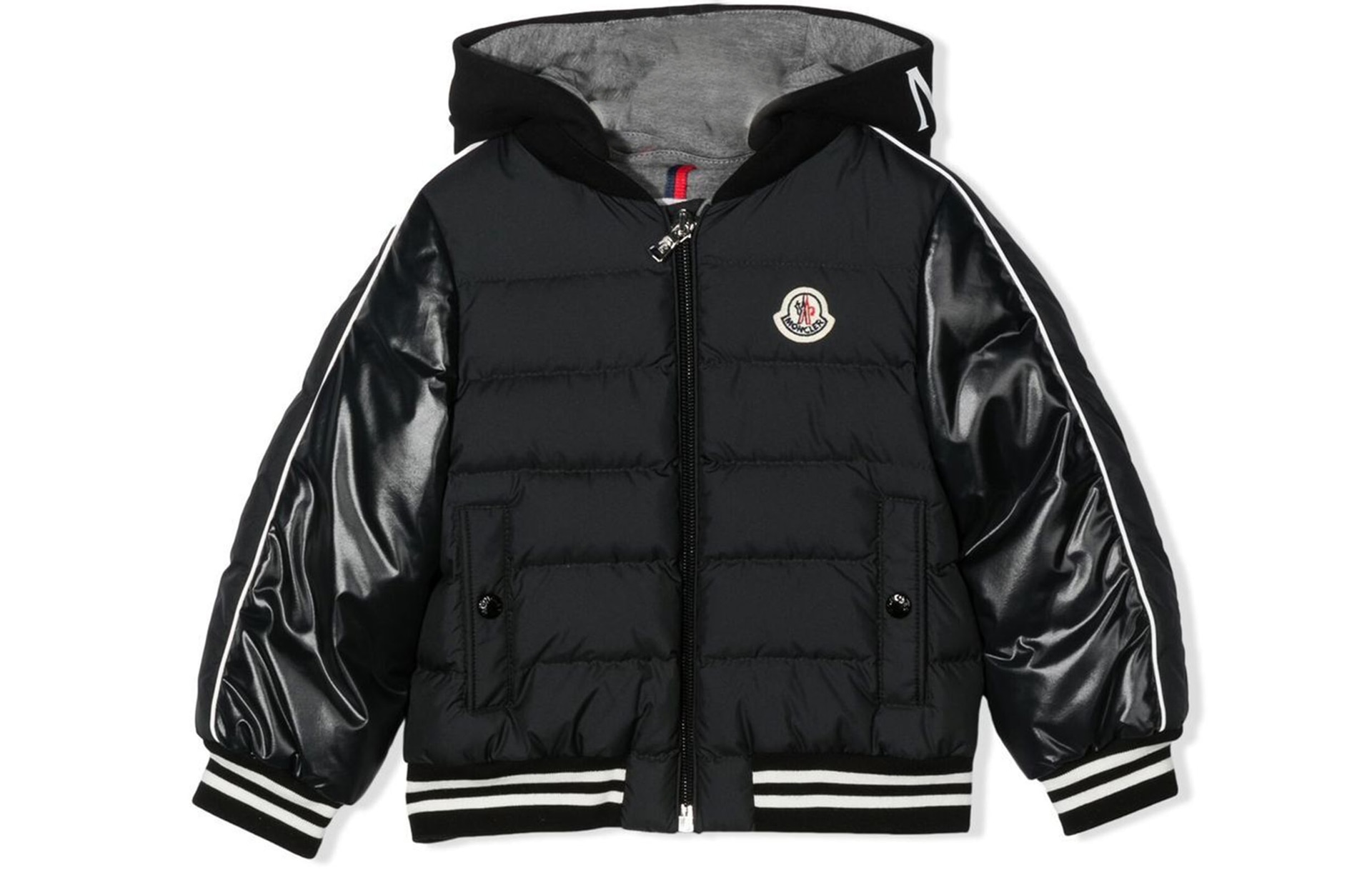 Moncler Logo Hooded Down Jacket Kids Black