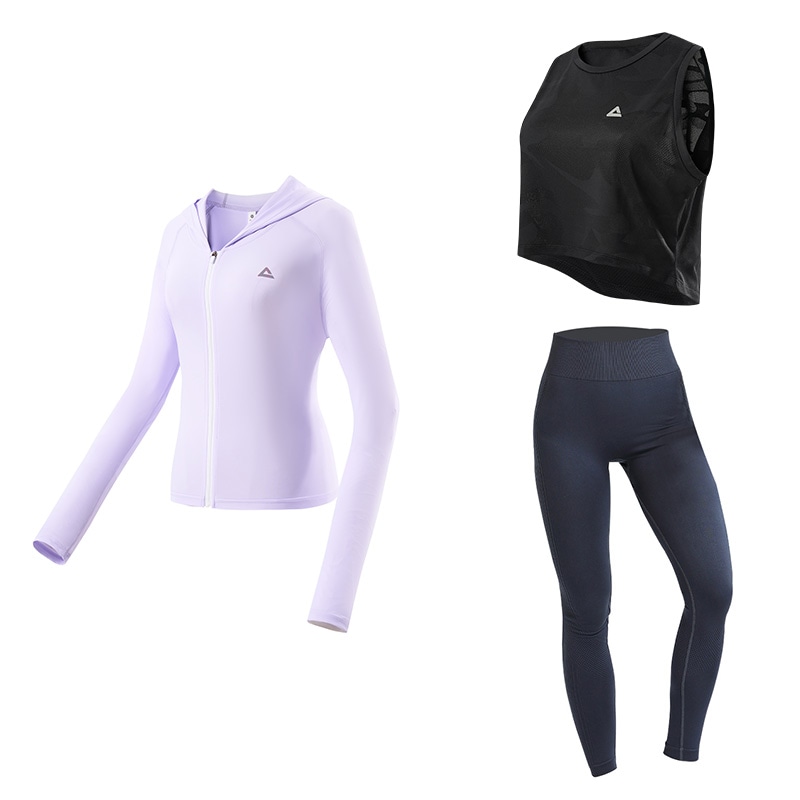 匹克 纯色瑜伽运动服健身套装 女款