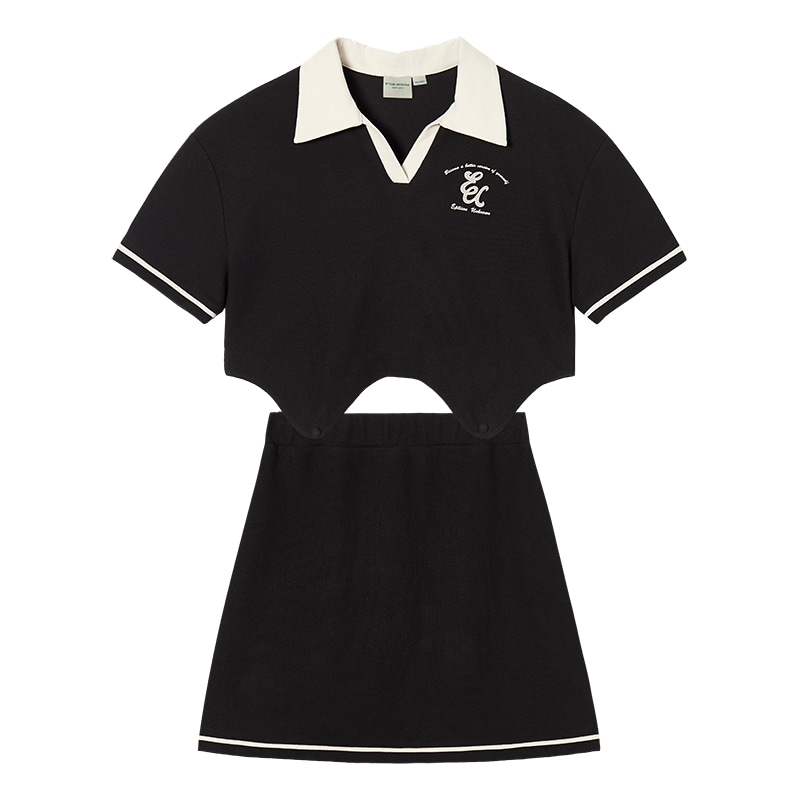 EPTISON WOMAN EPTISON Colorblock Polo Set Black