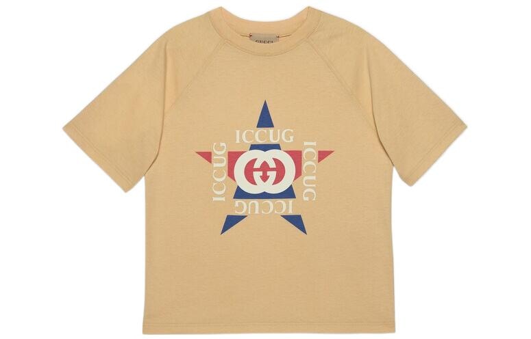 GUCCI/古驰 GUCCI Logo Print T-Shirt Yellow