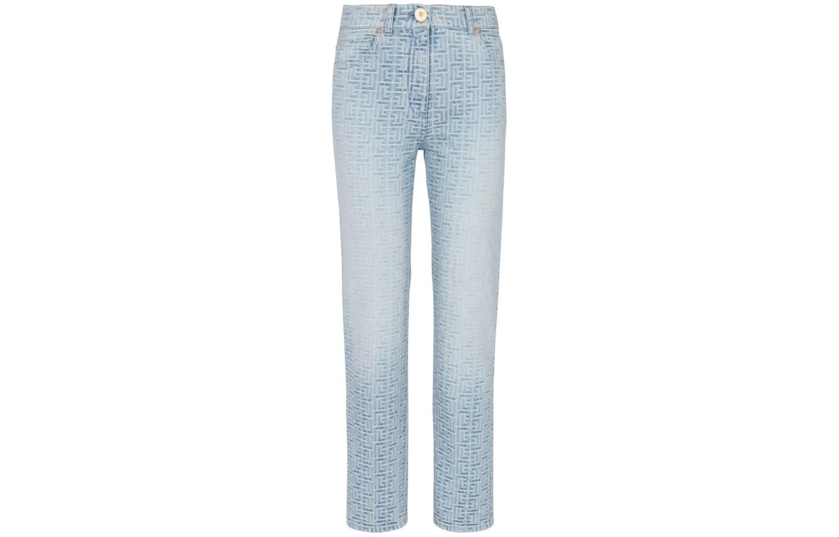 BALMAIN Pantaloni denim Balmain Monogram Straight albastri