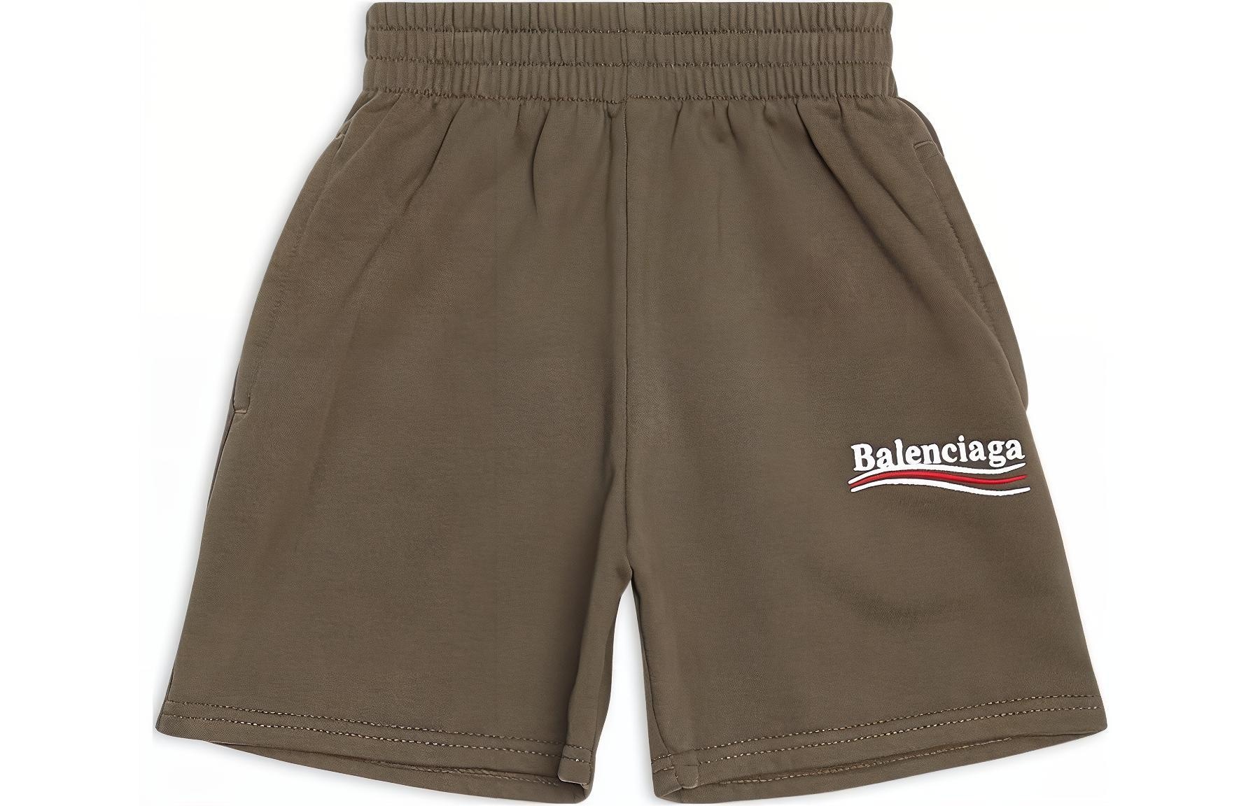 Balenciaga FW22 Logo Shorts Kids Military Green