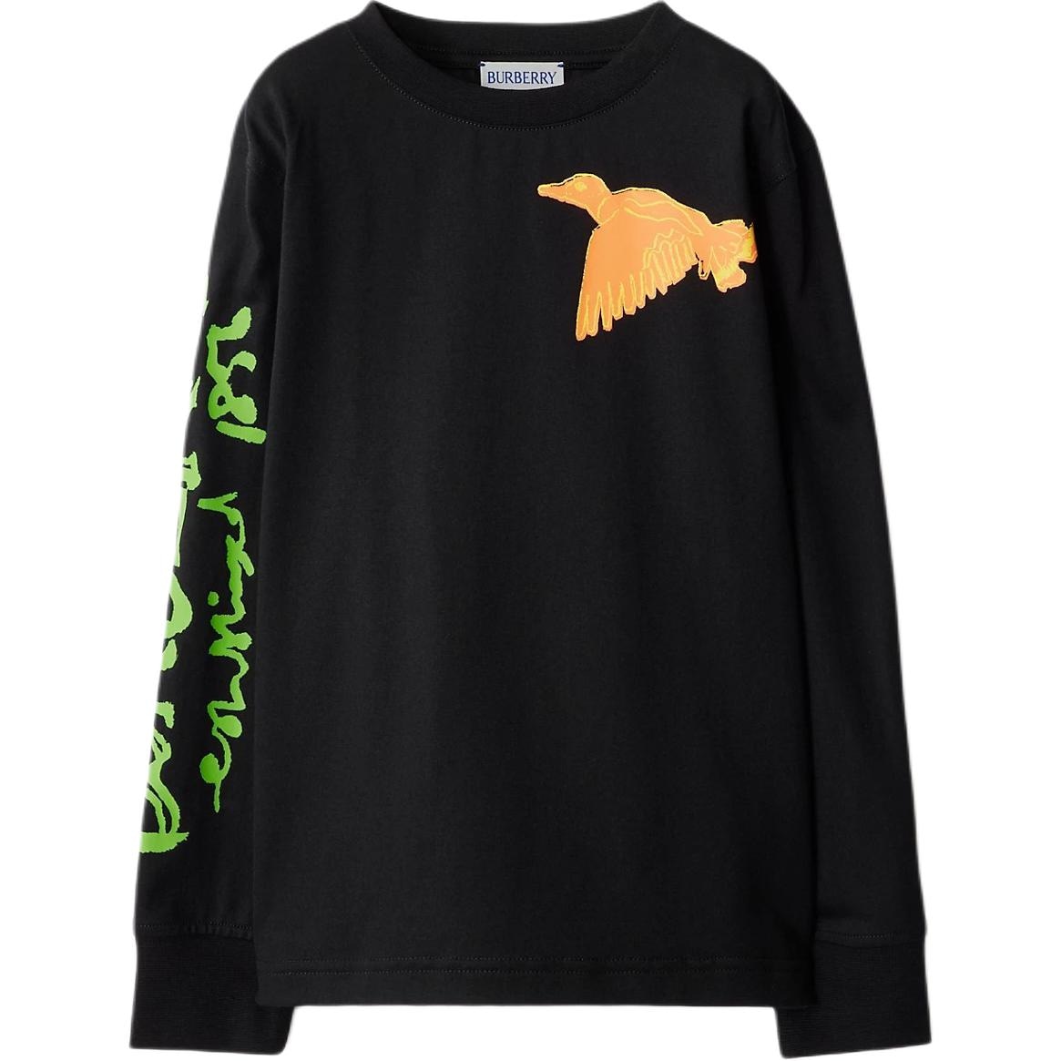 Burberry Kids Cartoon Print Crewneck Long Sleeve T-Shirt Black
