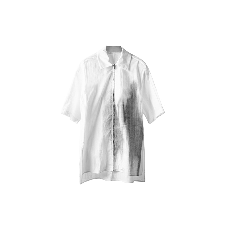 幻象者 Huànxiàngzhě Original Design Zipper Washed Print Loose Thin Short Sleeve Shirt