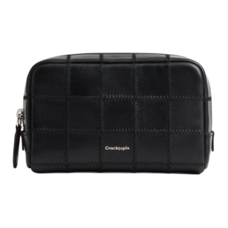 Coachtopia Upcrafted 18 Plaid Leather Makeup Bag Small Black