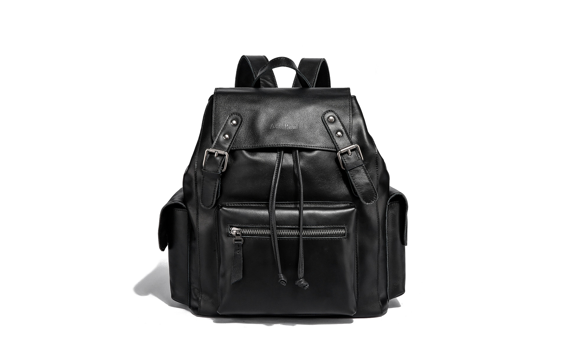 Ace Paul Multi-Pocket Drawstring Backpack Black