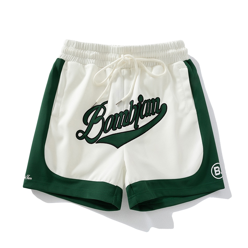 ERQD Retro Embroidered Letter Shorts