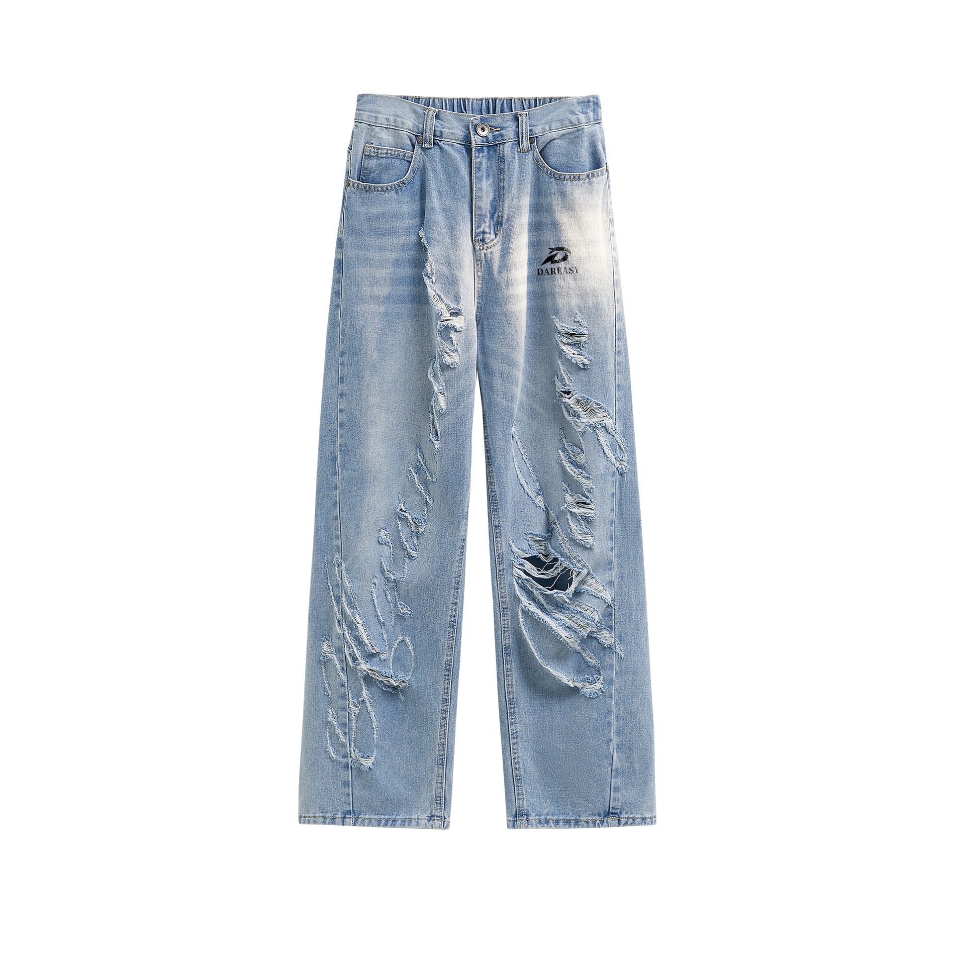 DAREASY Vintage Distressed Straight Jeans