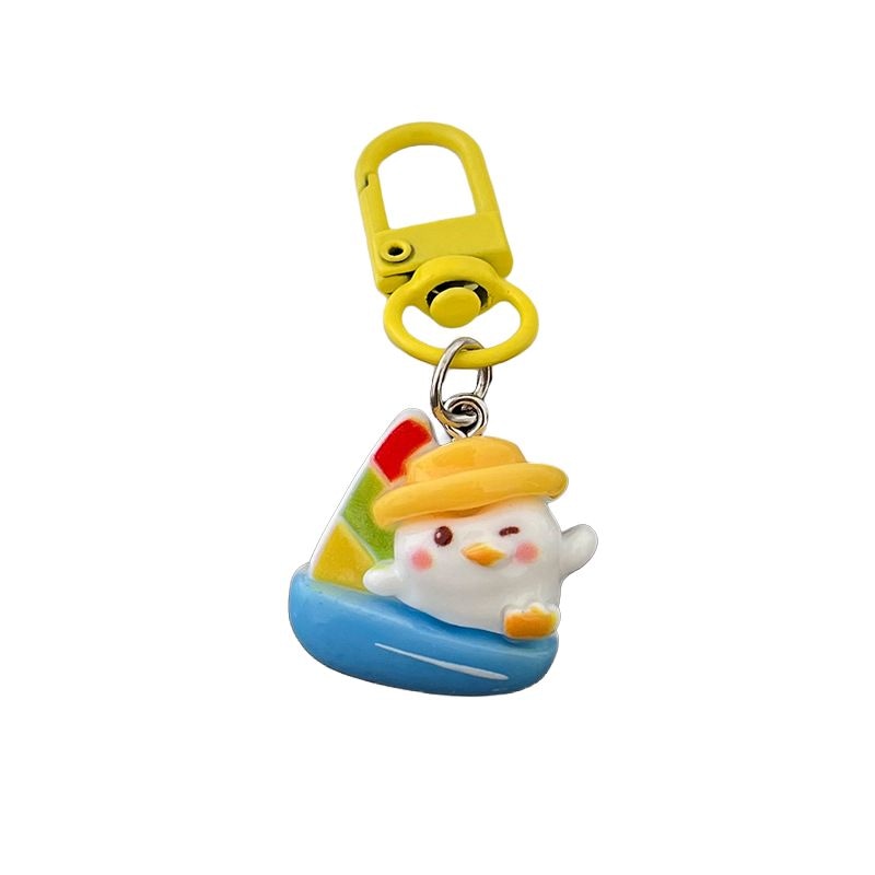 CHRROTA Cute Surfing Duck Keychain