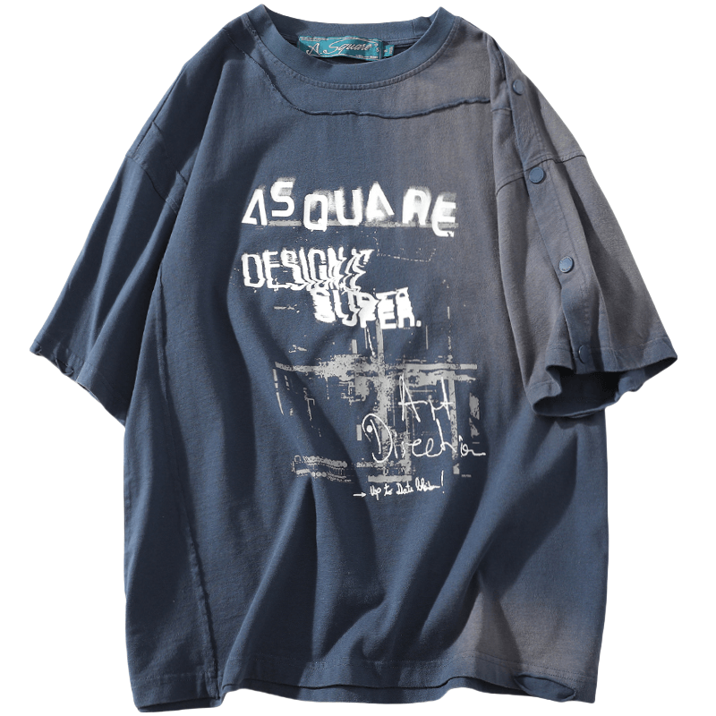 A SQUARE ROOT/A 的平方根 A SQUARE ROOT Gradient Print Vintage Casual T-Shirt