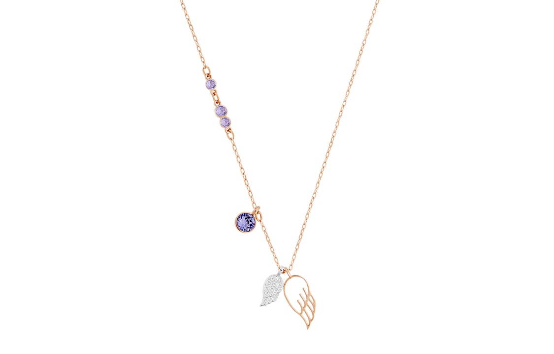 Swarovski/施华洛世奇 Swarovski Symbolic Purple Angel Wings Rose Gold Necklace