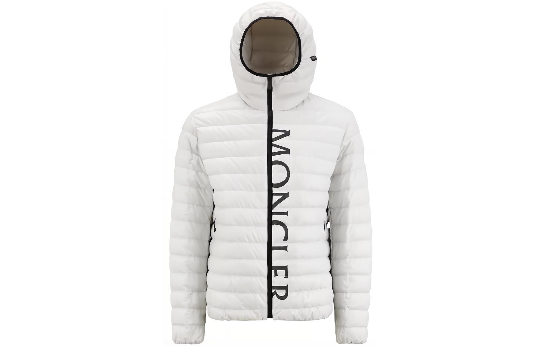 Moncler SS23 Zip Half Letter Print Down Jacket White