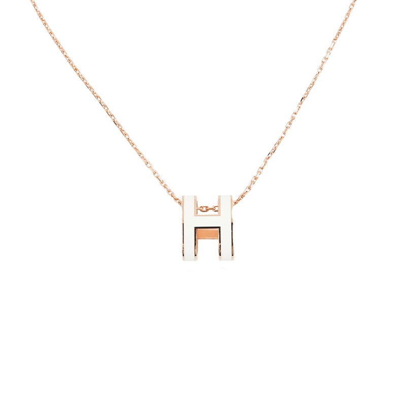 HERMES/爱马仕 Hermes Pop H Pendant Necklace Gold Rose Gold White