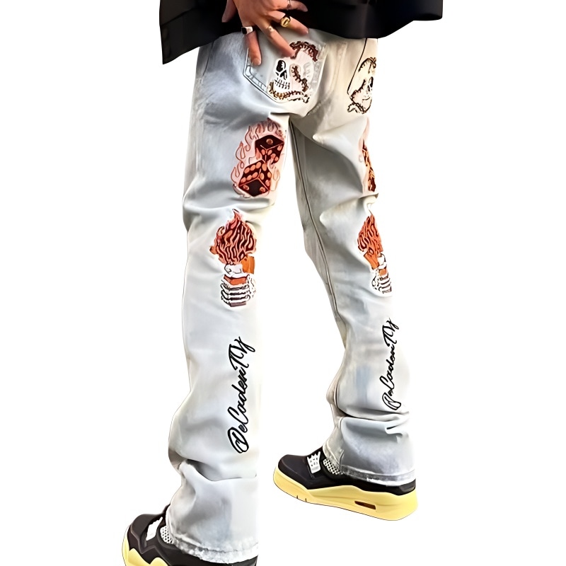 FALIAMS Wide Wash Denim Jeans