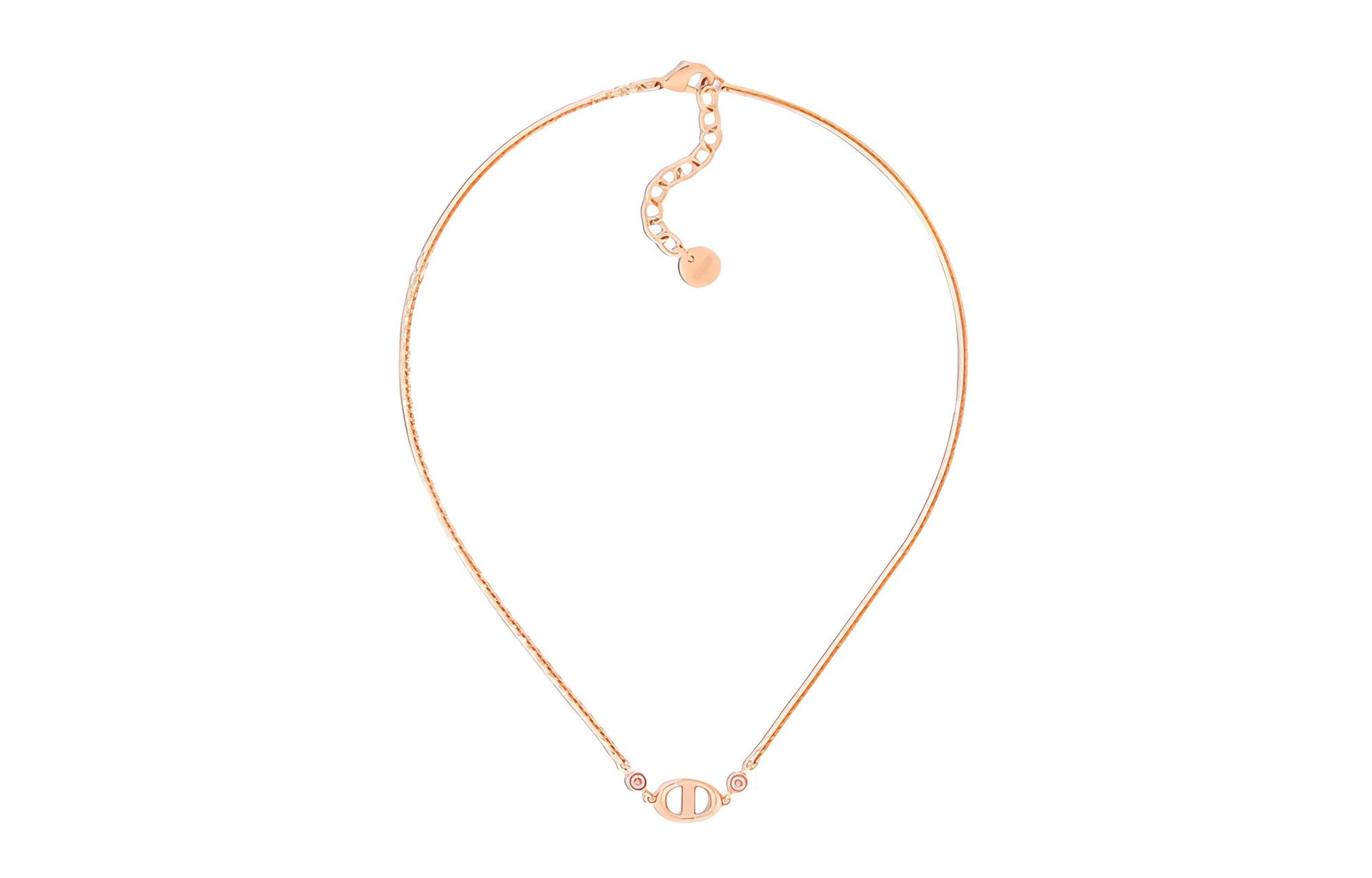 DIOR CD Crystal Necklace Rose Gold