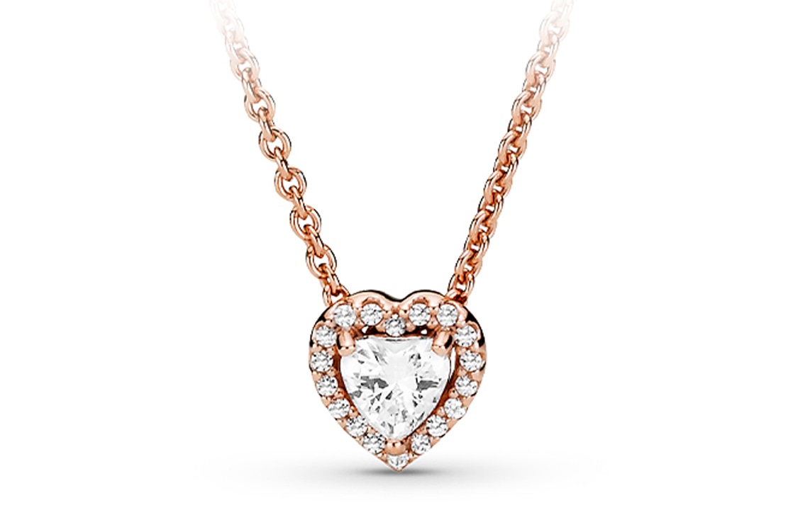 Pandora/潘多拉 Pandora Shimmering Heart Necklace Rose Gold
