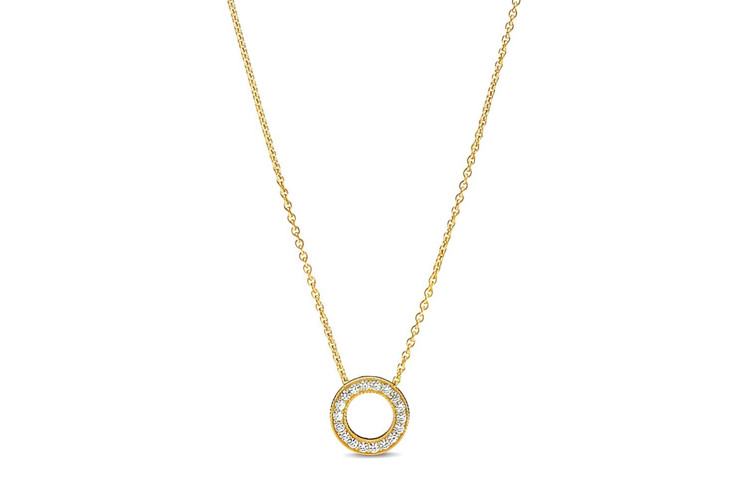 Pandora/潘多拉 Pandora Pavé Logo Necklace Gold
