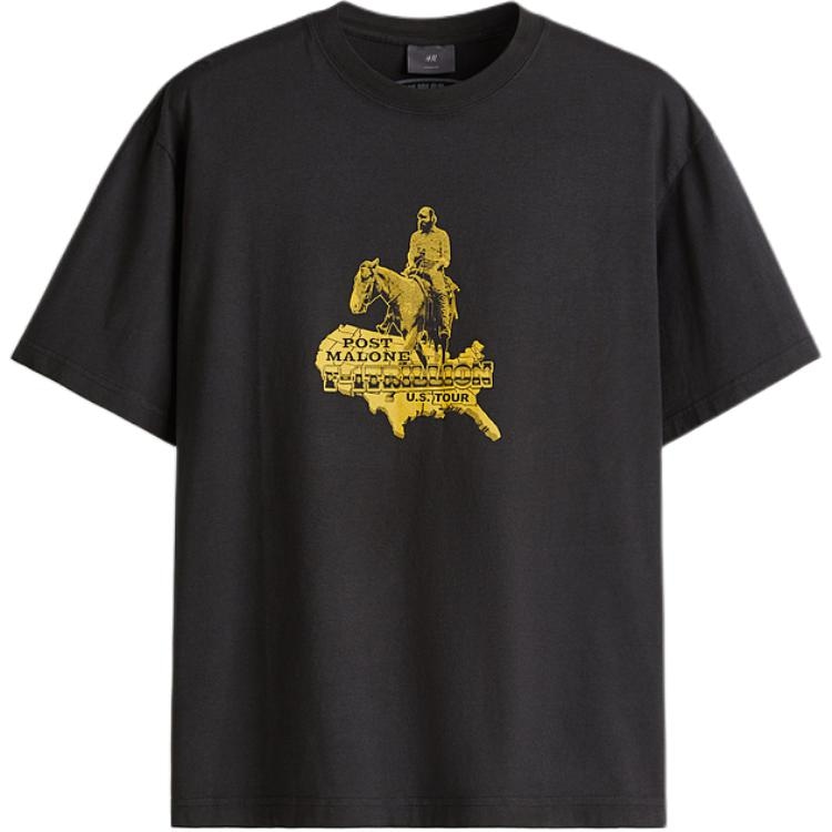 H&M Post Malone Crew Neck Letter Print T-Shirt
