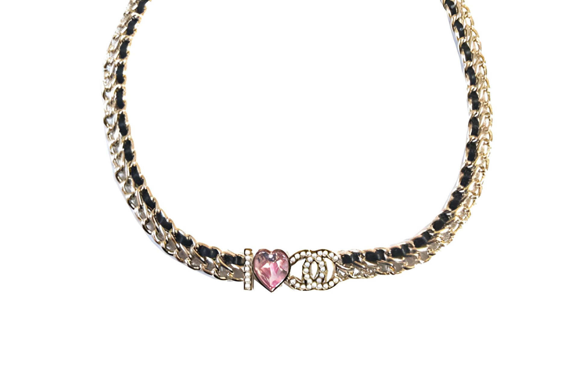 Chanel Logo Heart Pendant Necklace Gold