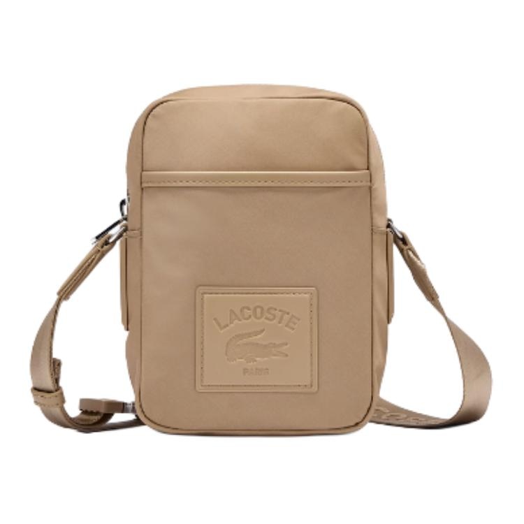Lacoste Croc Logo Zip Crossbody Medium Brown
