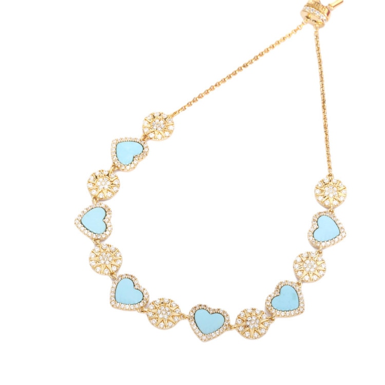 apm Monaco Adjustable Heart Silver Bracelet Gold