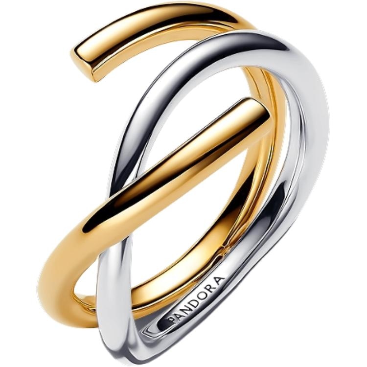 Pandora/潘多拉 Pandora Two-Tone Double Ring 925 Silver Yellow Silver
