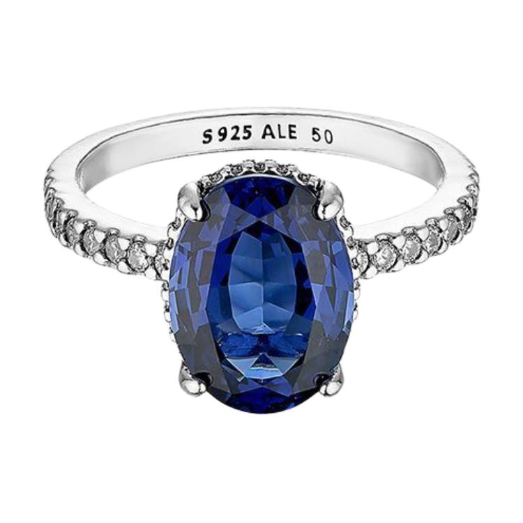 Pandora/潘多拉 Pandora Hollow Design Silver Ring Blue
