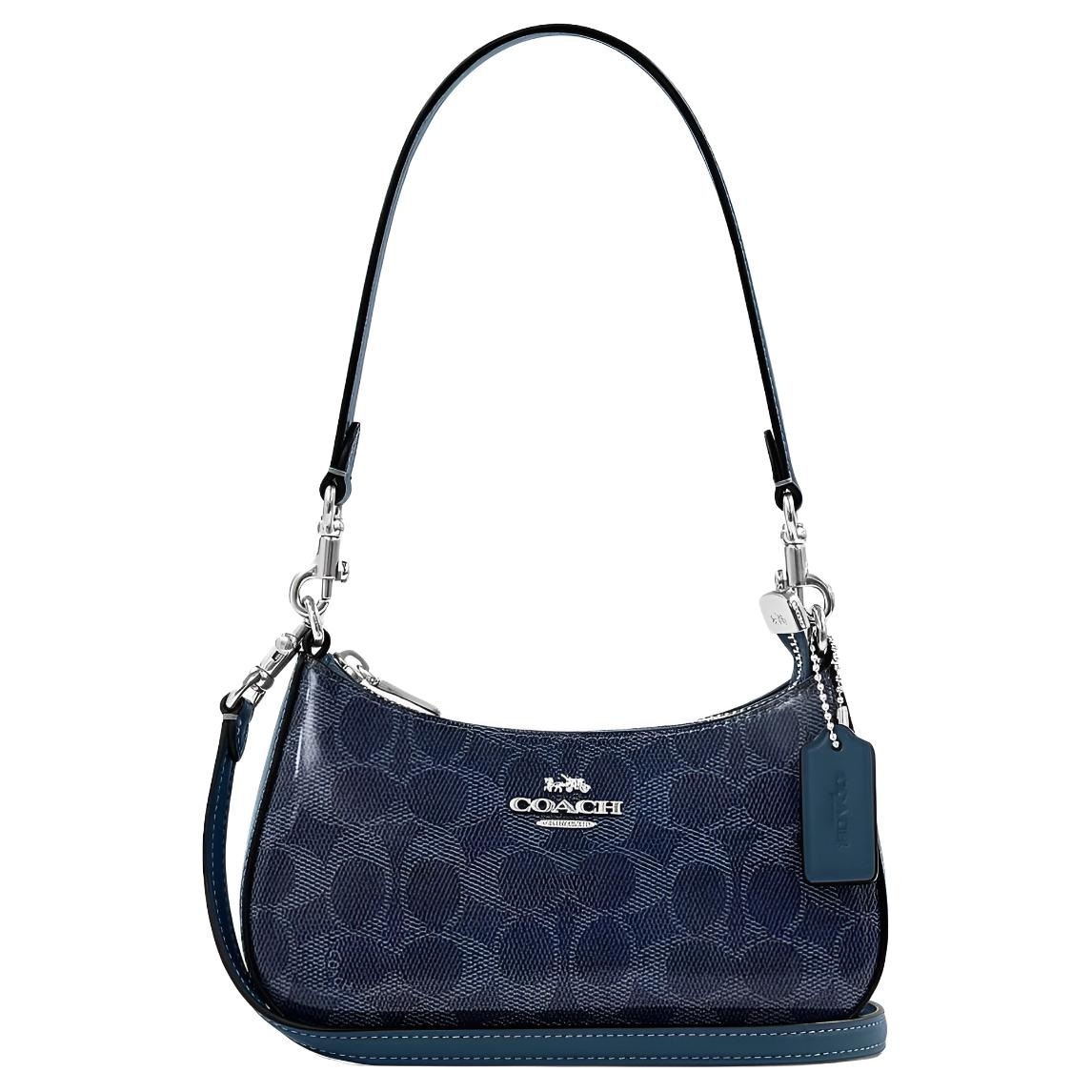 COACH/蔻驰 COACH Signature Leather Shoulder Bag Blue