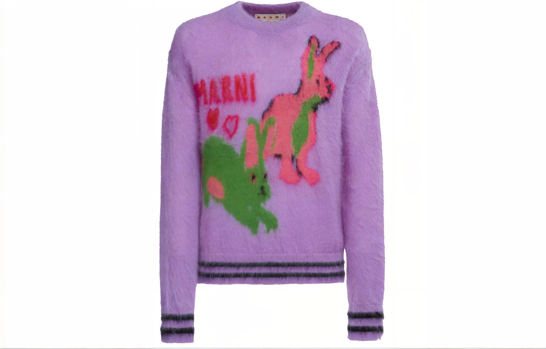 MARNI SS23 Rabbit Jacquard Knit Sweater