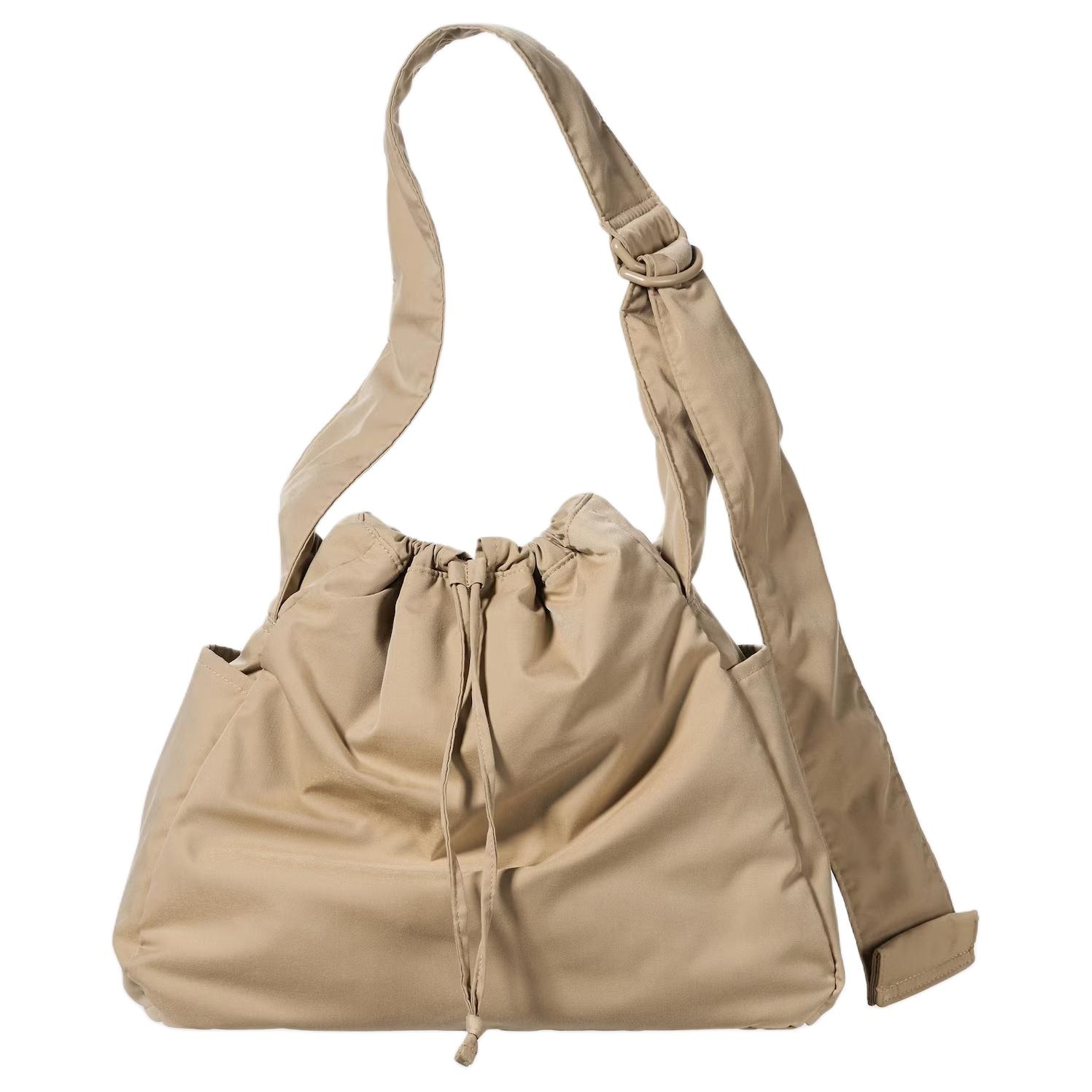 UNIQLO/优衣库 UNIQLO Adjustable Strap Drawstring Shoulder Bag Beige