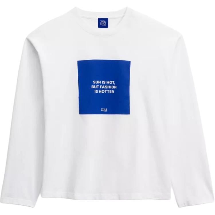 ZARA Casual Letter Crewneck Long Sleeve T-Shirt