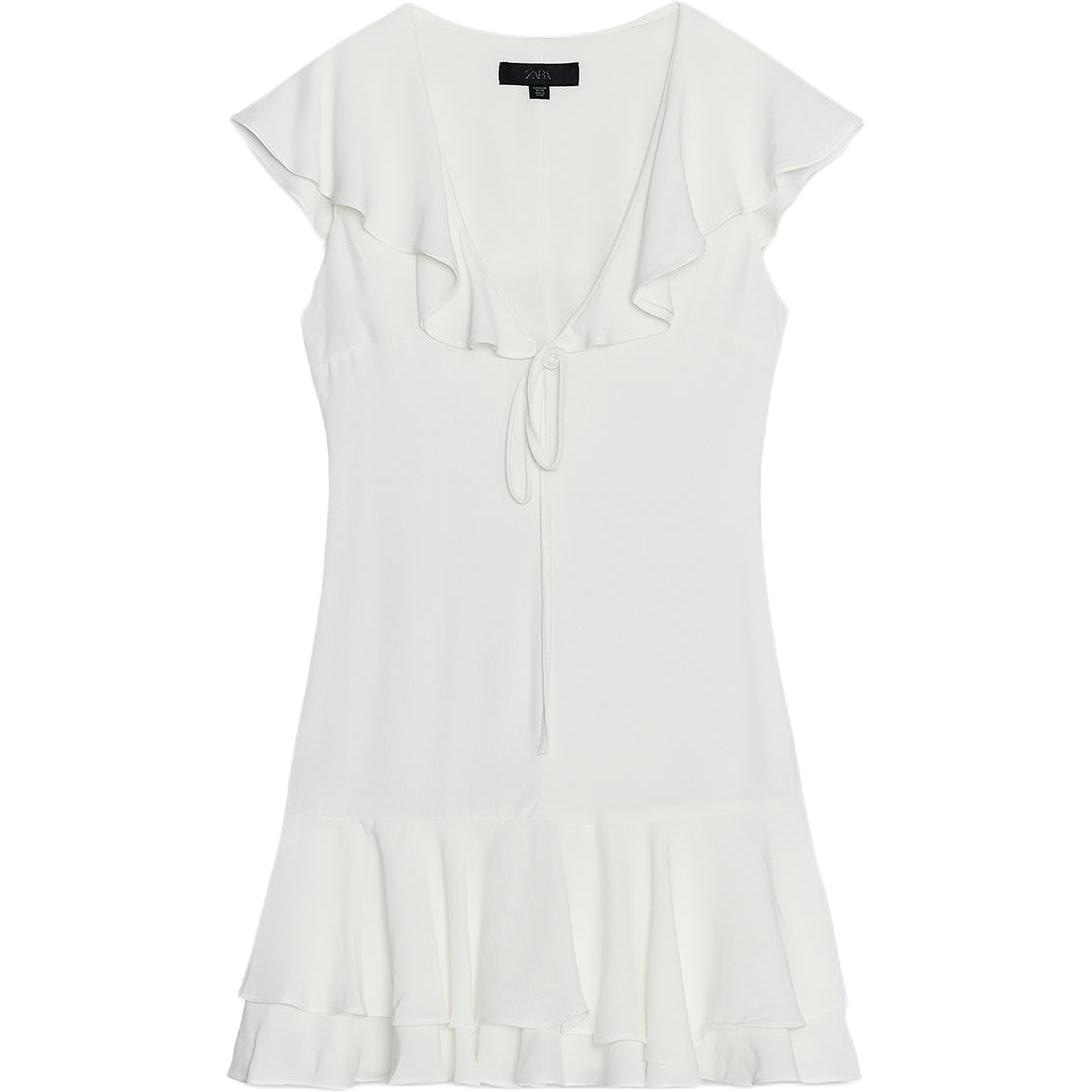 ZARA Bow Layered V-Neck Dress