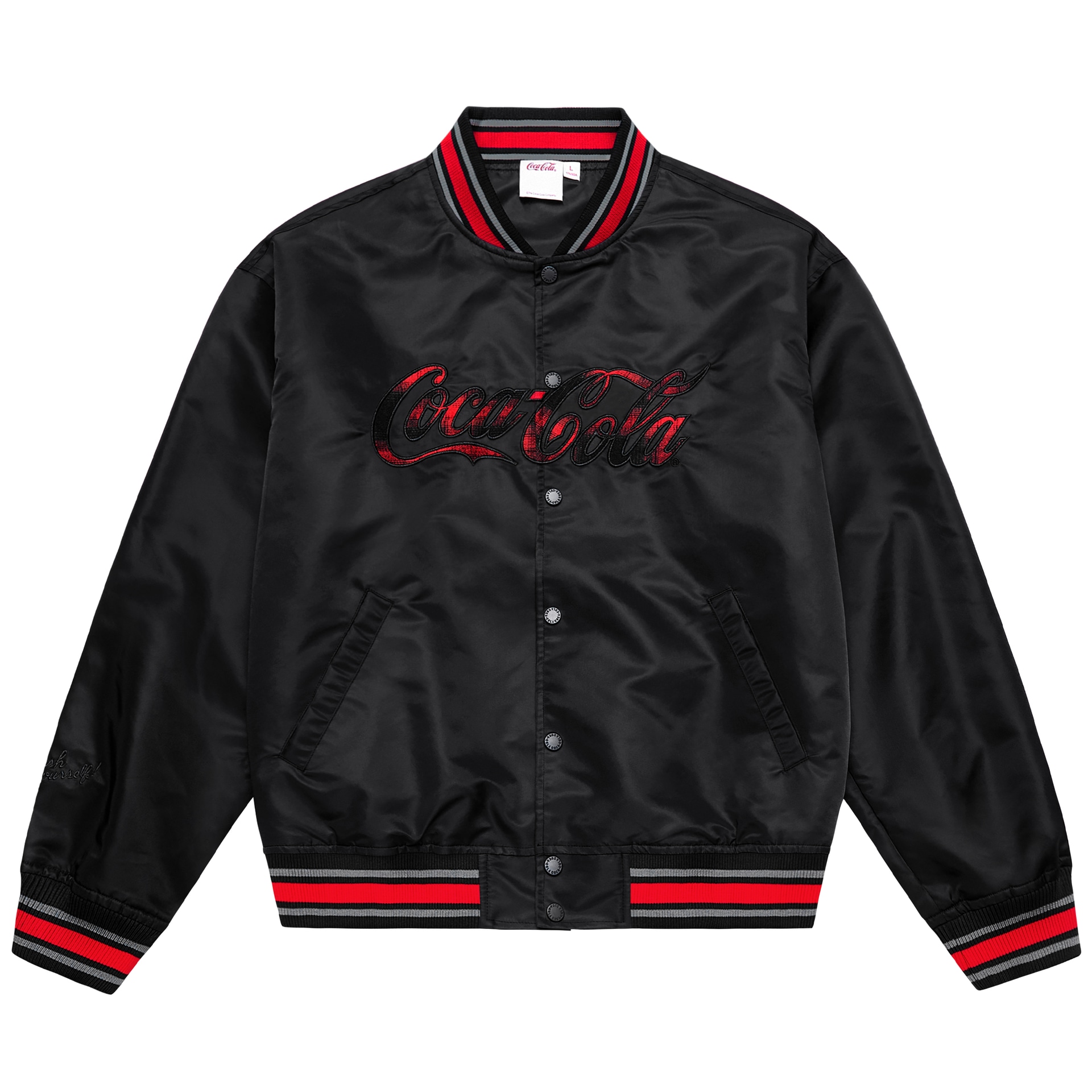 Coca-Cola/可口可乐 Coca-Cola Gradient Plaid Embroidered Flight Jacket