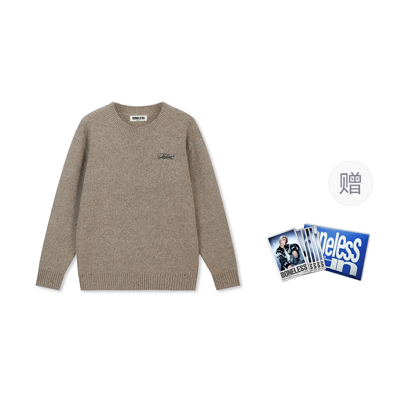 BONELESS Badge Embroidered Pullover Sweater
