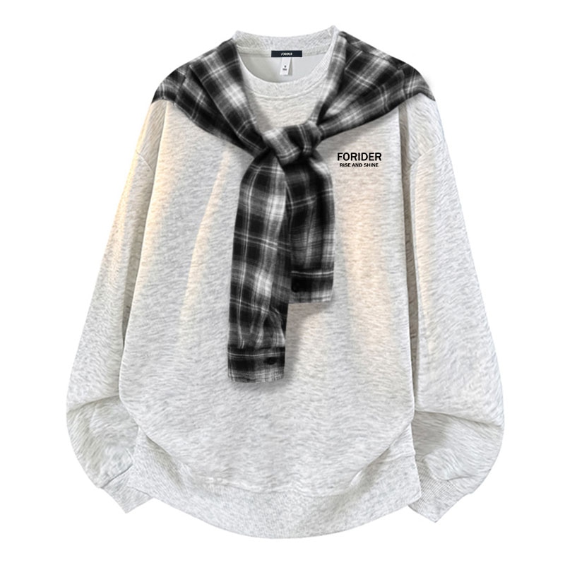 FORIDER Plaid Colorblock Hoodie