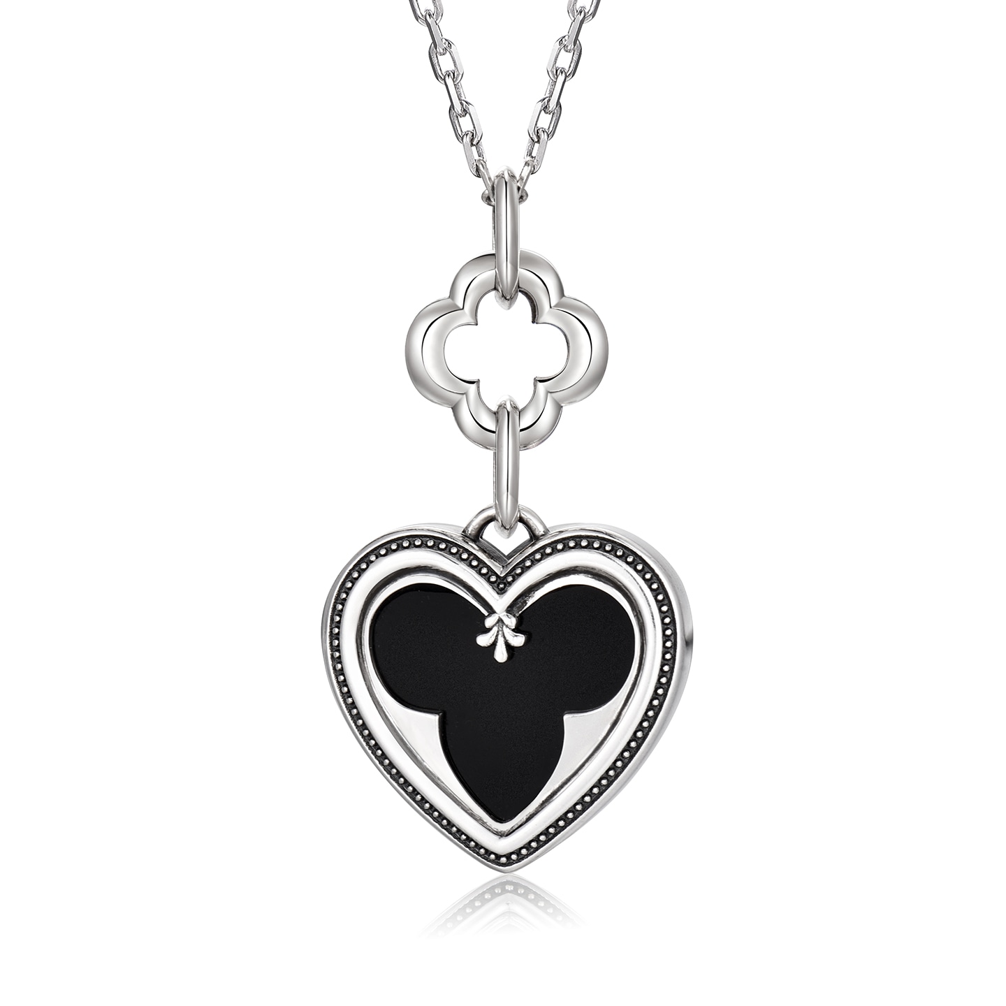 IDEAGEMER Four Leaf Clover Heart Pendant