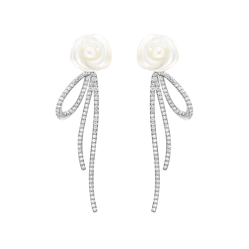HEFANG White Rose Bouquet Earrings