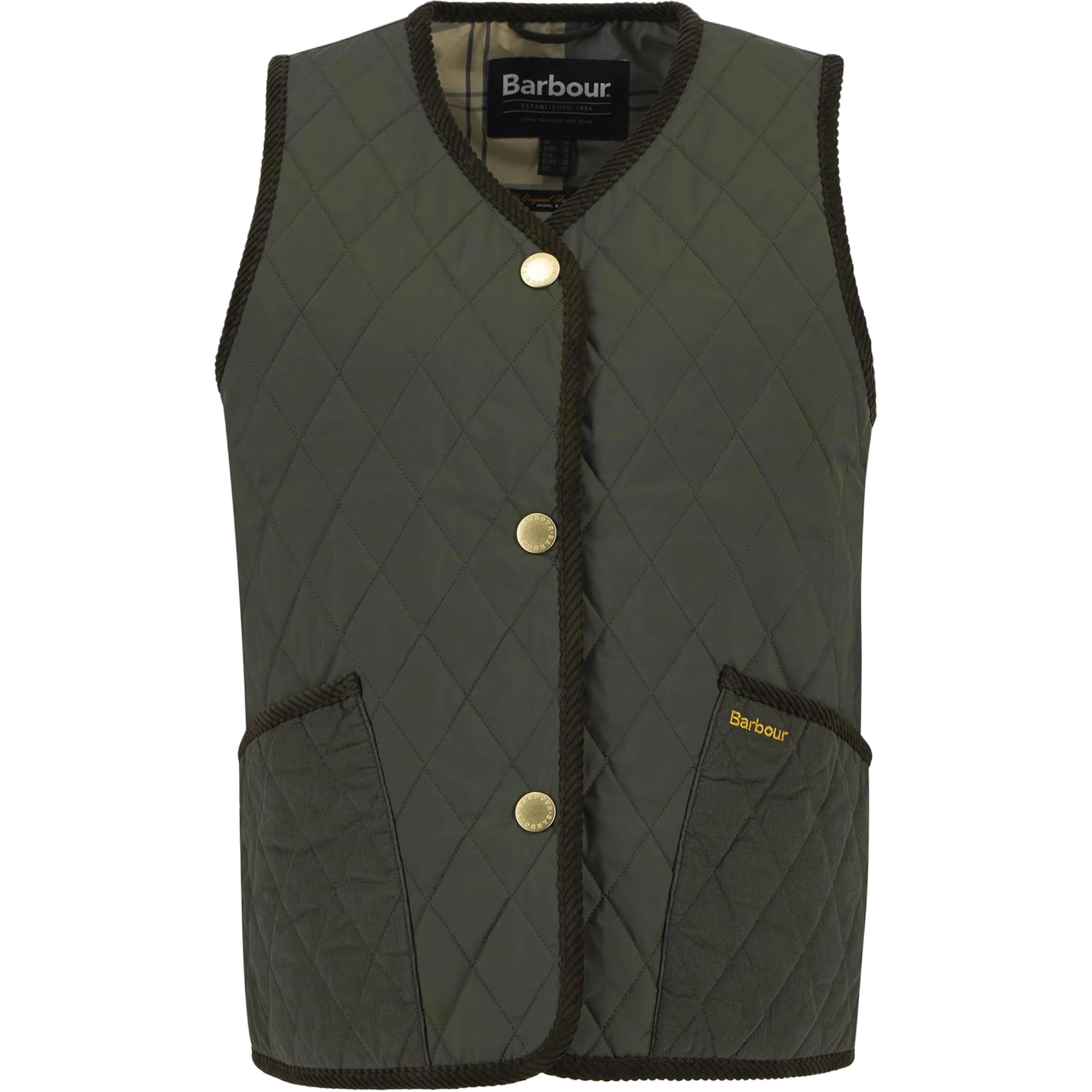 BARBOUR Burberry Quilted Vest V-Neck Single-Breasted