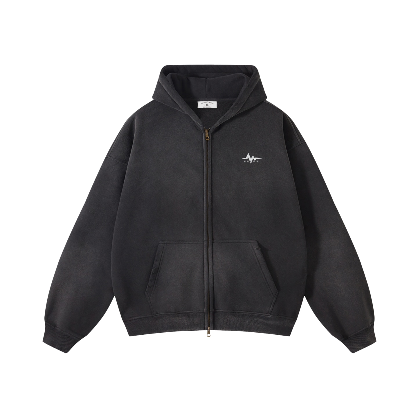 MIND ERROR Washed Double Zipper Hoodie