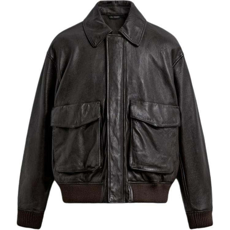 ZARA Casual Pocket Collar Leather Jacket