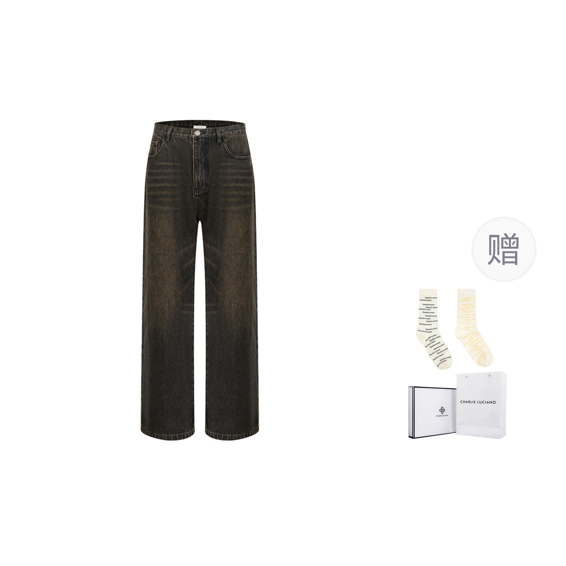 Charlie Luciano Mid-Rise Straight Jeans Grey