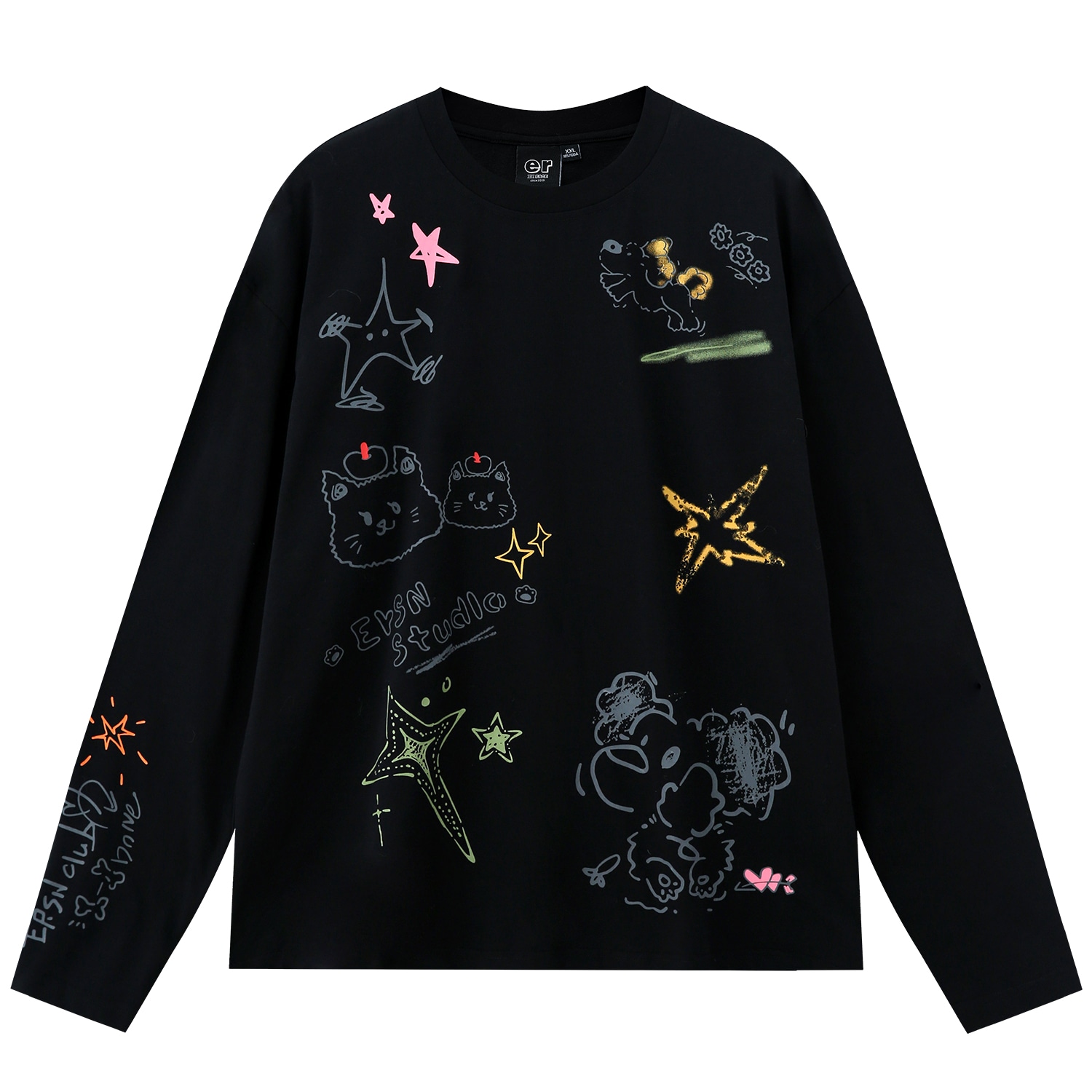 ER ER Bear Cartoon Long Sleeve Tee